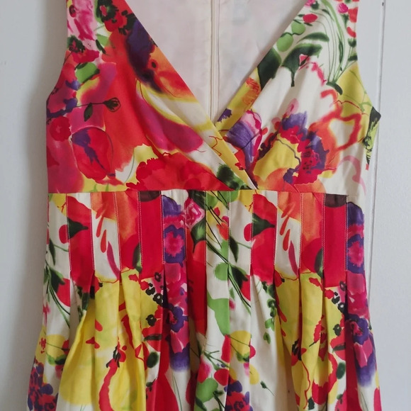 Eliza J Floral Print Fit & Flare Dress, Size 6 Zip up Multi Colored - Picture 3 of 9